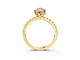 Yellow gold Fancy Pink Marquise Cut Diamond Solitaire Ring with Pavé Band and Four-Prong Setting_81