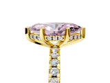 Yellow gold Fancy Pink Marquise Cut Diamond Solitaire Ring with Pavé Band and Four-Prong Setting_83