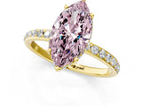 Yellow gold Fancy Pink Marquise Cut Diamond Solitaire Ring with Pavé Band and Hidden Halo_21