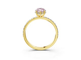 Yellow gold Fancy Pink Marquise Cut Diamond Solitaire Ring with Pavé Band and Hidden Halo_23