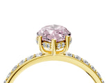 Yellow gold Fancy Pink Marquise Cut Diamond Solitaire Ring with Pavé Band and Hidden Halo_24