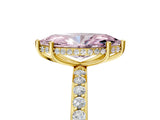 Yellow gold Fancy Pink Marquise Cut Diamond Solitaire Ring with Pavé Band and Hidden Halo_25