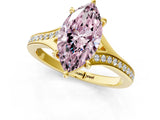 Yellow gold Fancy Pink Marquise Cut Diamond Solitaire Ring with Pavé Band and Prong Setting_13