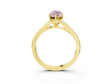 Yellow gold Fancy Pink Marquise Cut Diamond Solitaire Ring with Pavé Band and Prong Setting_15