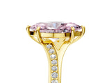 Yellow gold Fancy Pink Marquise Cut Diamond Solitaire Ring with Pavé Band and Prong Setting_17