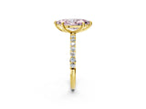 Yellow gold Fancy Pink Marquise Cut Diamond Solitaire Ring with Pave Band and Four Prong Setting_111