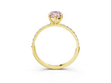 Yellow gold Fancy Pink Marquise Cut Diamond Solitaire Ring with Pave Band and Four Prong Setting_112