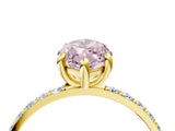Yellow gold Fancy Pink Marquise Cut Diamond Solitaire Ring with Pave Band and Four Prong Setting_113