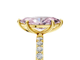 Yellow gold Fancy Pink Marquise Cut Diamond Solitaire Ring with Pave Band and Four Prong Setting_114