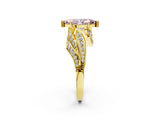 Yellow gold Fancy Pink Marquise Cut Diamond Solitaire Ring with Prong Setting and Twisted Pavé Band_14