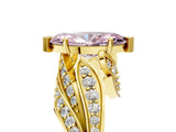 Yellow gold Fancy Pink Marquise Cut Diamond Solitaire Ring with Prong Setting and Twisted Pavé Band_17