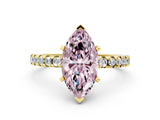Yellow gold Fancy Pink Marquise Cut Diamond Solitaire Ring with Round  Pavé Band and Four-Prong Setting_36