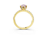 Yellow gold Fancy Pink Marquise Cut Diamond Solitaire Ring with Round  Pavé Band and Four-Prong Setting_39