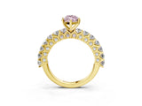 Yellow gold Fancy Pink Marquise Cut Diamond Solitaire Ring with Shared Prong Pavé Band and Four-Prong Setting_61