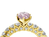 Yellow gold Fancy Pink Marquise Cut Diamond Solitaire Ring with Shared Prong Pavé Band and Four-Prong Setting_62