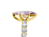 Yellow gold Fancy Pink Marquise Cut Diamond Solitaire Ring with Shared Prong Pavé Band and Four-Prong Setting_63
