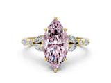 Yellow gold Fancy Pink Marquise Cut Diamond Solitaire Ring with Side Stones and Four-Prong Setting_49
