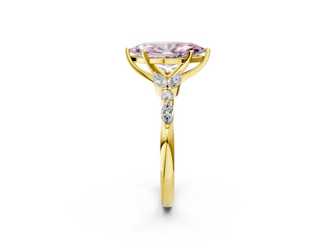 Yellow gold Fancy Pink Marquise Cut Diamond Solitaire Ring with Side Stones and Four-Prong Setting_51