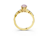 Yellow gold Fancy Pink Marquise Cut Diamond Solitaire Ring with Side Stones and Four-Prong Setting_52
