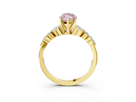 Yellow gold Fancy Pink Marquise Cut Diamond Solitaire Ring with Side Stones and Four-Prong Setting_52