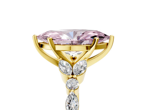 Yellow gold Fancy Pink Marquise Cut Diamond Solitaire Ring with Side Stones and Four-Prong Setting_54