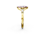 Yellow gold Fancy Pink Marquise  Cut Diamond Solitaire Ring with Tapered Baguette Accents and Four-Prong Setting_64