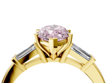 Yellow gold Fancy Pink Marquise  Cut Diamond Solitaire Ring with Tapered Baguette Accents and Four-Prong Setting_66