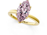 Yellow gold Fancy Pink Marquise Cut Diamond Solitaire Ring with Thin Band and Prong Setting_13