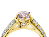 Yellow gold Fancy Pink Marquise Cut Diamond Solitaire Ring with Three-Row Pavé Band and Four-Prong Setting_40