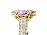 Yellow gold Fancy Pink Marquise Cut Diamond Solitaire Ring with Three-Row Pavé Band and Four-Prong Setting_41