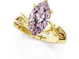 Yellow gold Fancy Pink Marquise Cut Diamond Solitaire Ring with Twisted Band and Prong Setting_204
