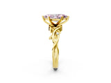 Yellow gold Fancy Pink Marquise Cut Diamond Solitaire Ring with Twisted Band and Prong Setting_205