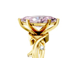 Yellow gold Fancy Pink Marquise Cut Diamond Solitaire Ring with Twisted Band and Prong Setting_208