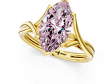 Yellow gold Fancy Pink Marquise Cut Diamond Solitaire Twist Band Prong Setting Ring_68