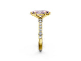 Yellow gold Fancy Pink Marquise  Cut Diamond Solitaire with Pave Band and Four-Prong Setting 2