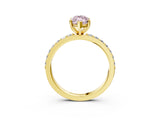 Yellow gold Fancy Pink Marquise  Cut Diamond Solitaire with Pave Band and Four-Prong Setting 3
