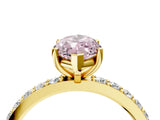 Yellow gold Fancy Pink Marquise  Cut Diamond Solitaire with Pave Band and Four-Prong Setting 4