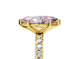 Yellow gold Fancy Pink Marquise  Cut Diamond Solitaire with Pave Band and Four-Prong Setting 5