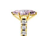 Yellow gold Fancy Pink Marquise  Cut Diamond Solitaire with Pave Band and Four-Prong Setting_132