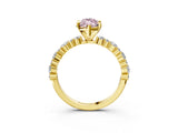 Yellow gold Fancy Pink Marquise Cut Diamond Solitaire with Side Stones, Pave Band, Four-Prong Setting_100