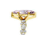 Yellow gold Fancy Pink Marquise Cut Diamond Solitaire with Side Stones, Pave Band, Four-Prong Setting_102