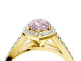 Yellow gold Fancy Pink Marquise Cut Diamond Split Shank Halo Ring with Four-Prong Setting_45