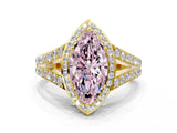 Yellow gold Fancy Pink Marquise Cut Diamond Split Shank Halo Ring with Four-Prong Setting_52