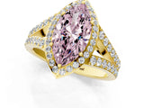 Yellow gold Fancy Pink Marquise Cut Diamond Split Shank Halo Ring with Four-Prong Setting_53