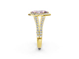 Yellow gold Fancy Pink Marquise Cut Diamond Split Shank Halo Ring with Four-Prong Setting_54