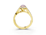 Yellow gold Fancy Pink Marquise Cut Diamond Split Shank Halo Ring with Four-Prong Setting_55