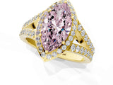 Yellow gold Fancy Pink Marquise Cut Diamond Split Shank Halo Ring with Four-Prong Setting_65