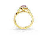 Yellow gold Fancy Pink Marquise Cut Diamond Split Shank Halo Ring with Four-Prong Setting_67