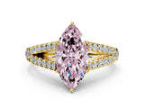 Yellow gold Fancy Pink Marquise Cut Diamond Split Shank Pavé Engagement Ring with Four-Prong Setting_79
