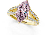Yellow gold Fancy Pink Marquise Cut Diamond Split Shank Pavé Engagement Ring with Four-Prong Setting_80